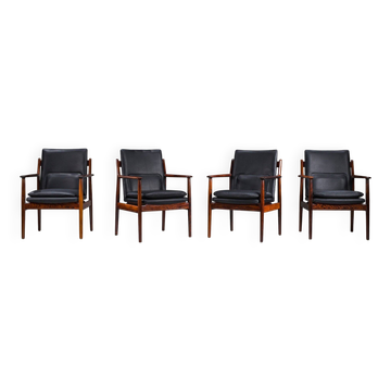 Chaises Model 431 en cuir danois par Arne Vodder pour Sibast Møbler, années 1960, ensemble de 4.