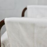 Tubular armchair, fabric suspended seat. Circa 1970