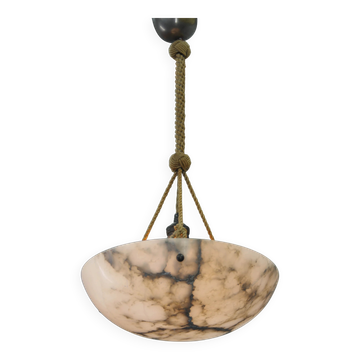 Lustre en alabastre Art Déco, sculpté à la main, années 1920