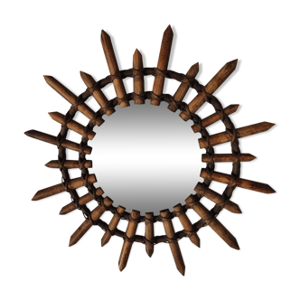 Miroir soleil en rotin