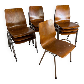Vintage Pagholz stacking chairs in wood and metal