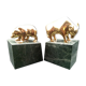 Pair of greenhouse book in bronze and marble "bear and bull"
