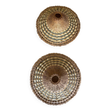 Set of 2 lampshades for rattan straw suspension