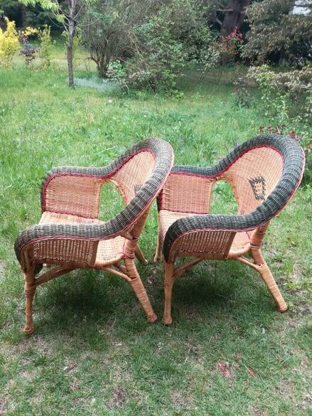Pair of antique rattan armchairs