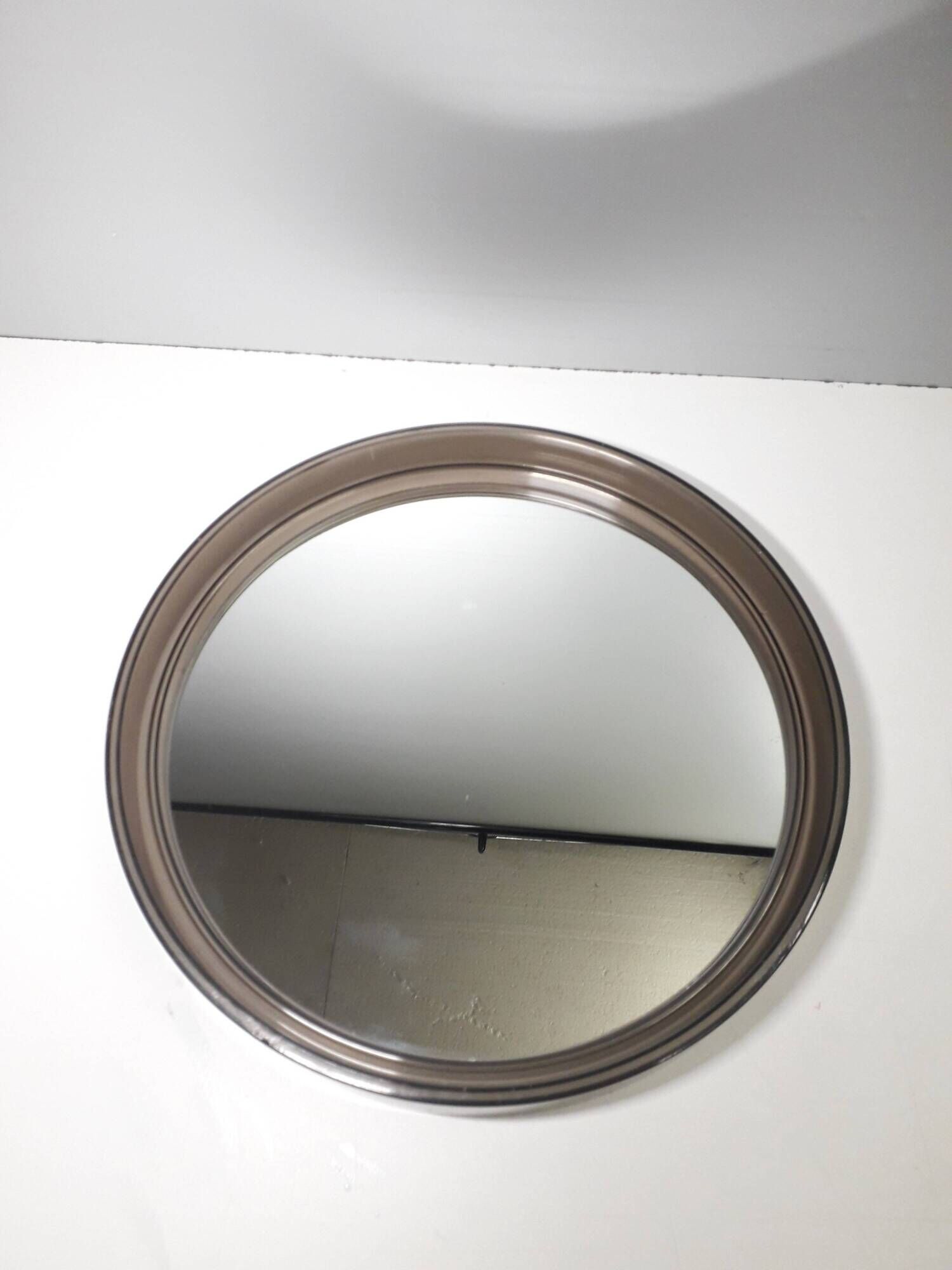 Vintage round mirror - gilac n° 1813 - smoked plexiglass - 1970s
