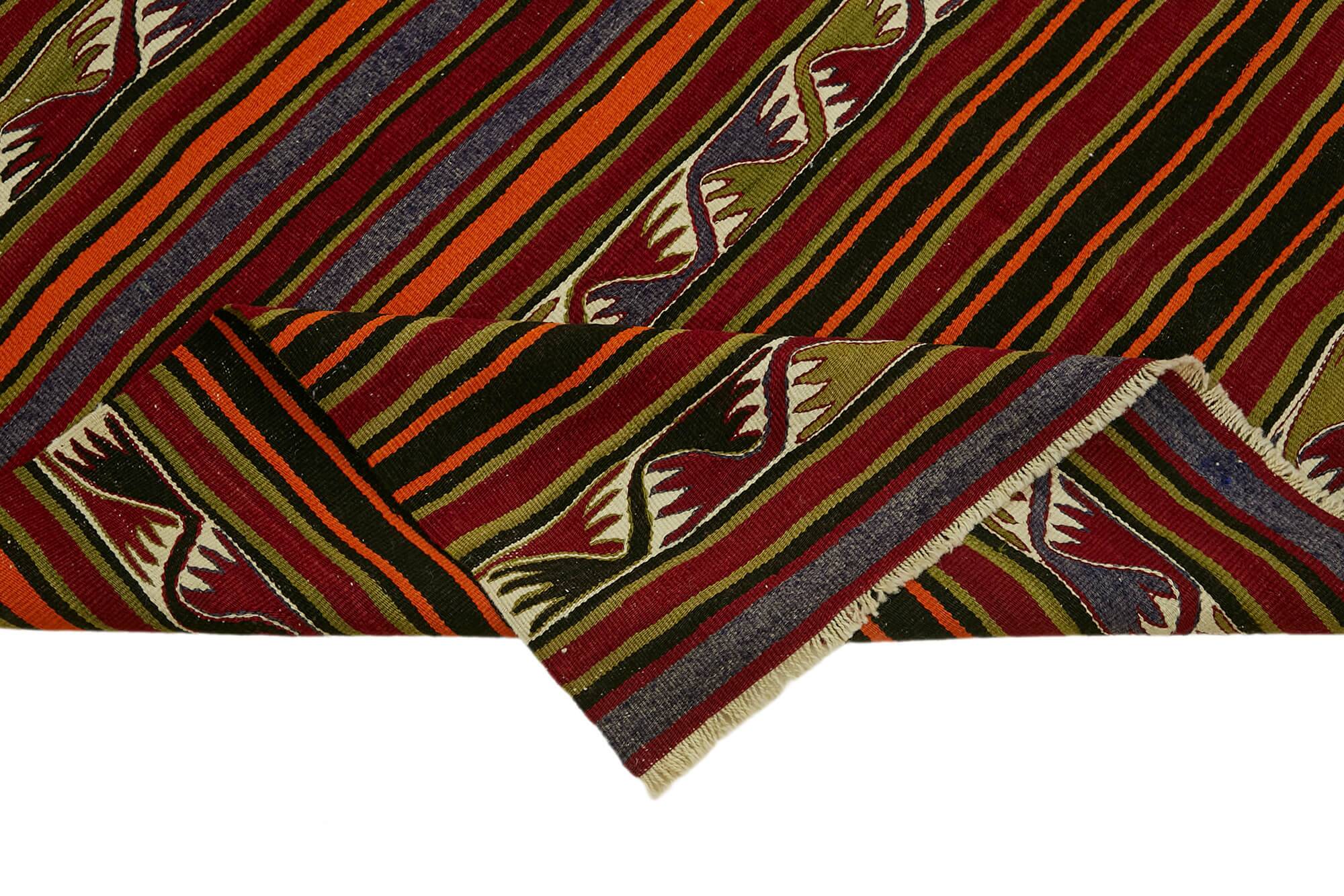 Turkish Handmade Vintage Anatolian Kilim 155 cm x 335 cm
