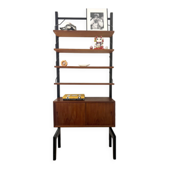 Poul Cadovius Royal System metal and teak floor shelf from the 60s