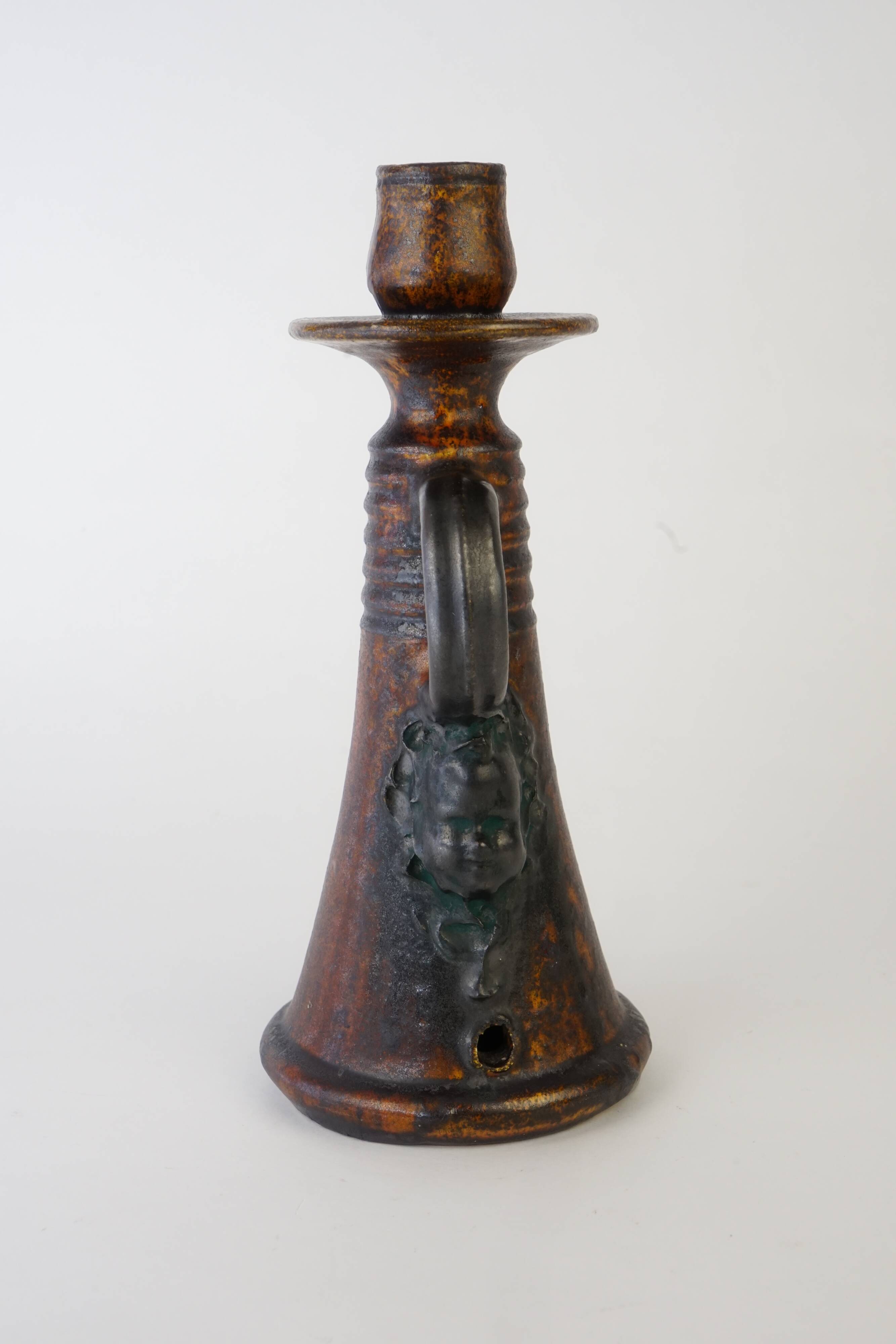 Ceramic sylvain sttublet ( 1890 -1985 ) candlestick or lamp foot in sandstone