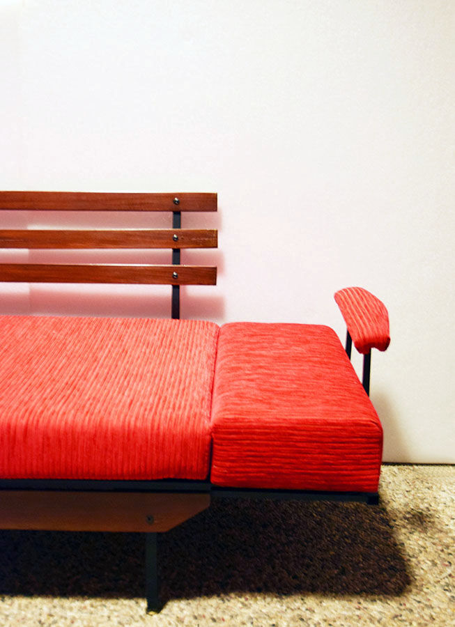 Mid-century Italian sofa bed in corduroy fabric