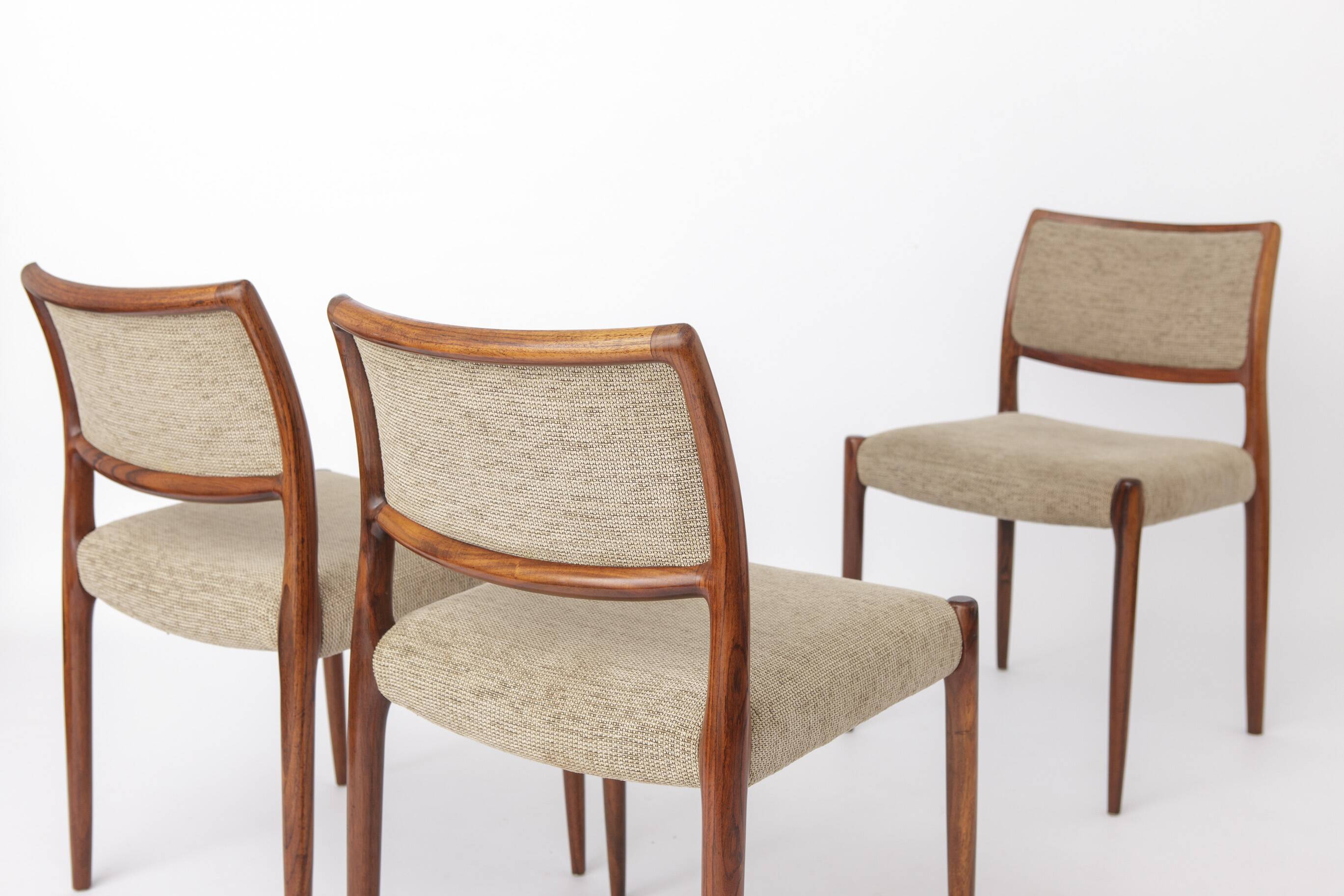 Set of 4 Niels Otto Møller Model 80 Rosewood Dining Chairs, Danish Modern