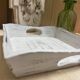 Old wooden tray with aged white patina