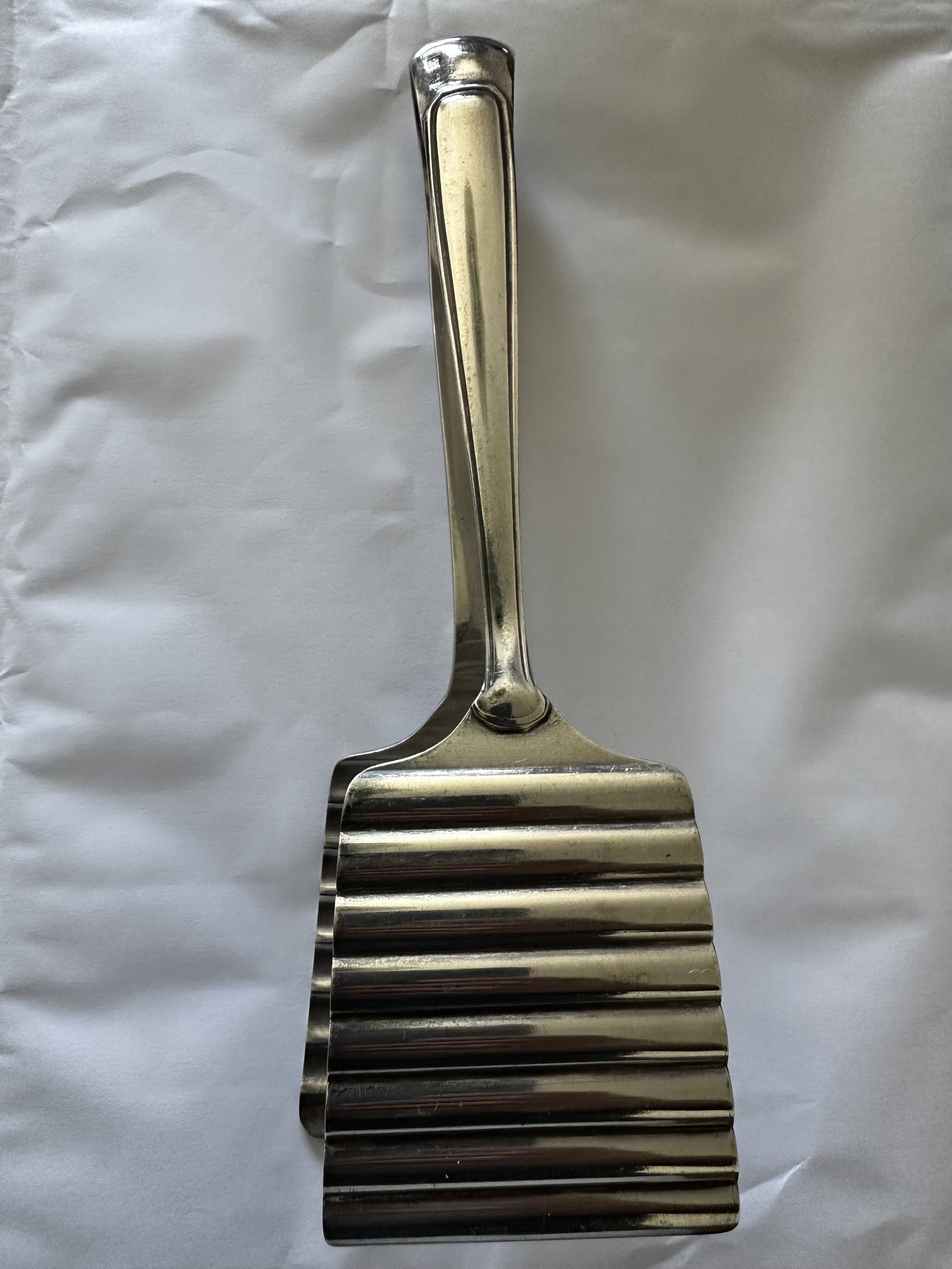 Silver asparagus tongs, 1930