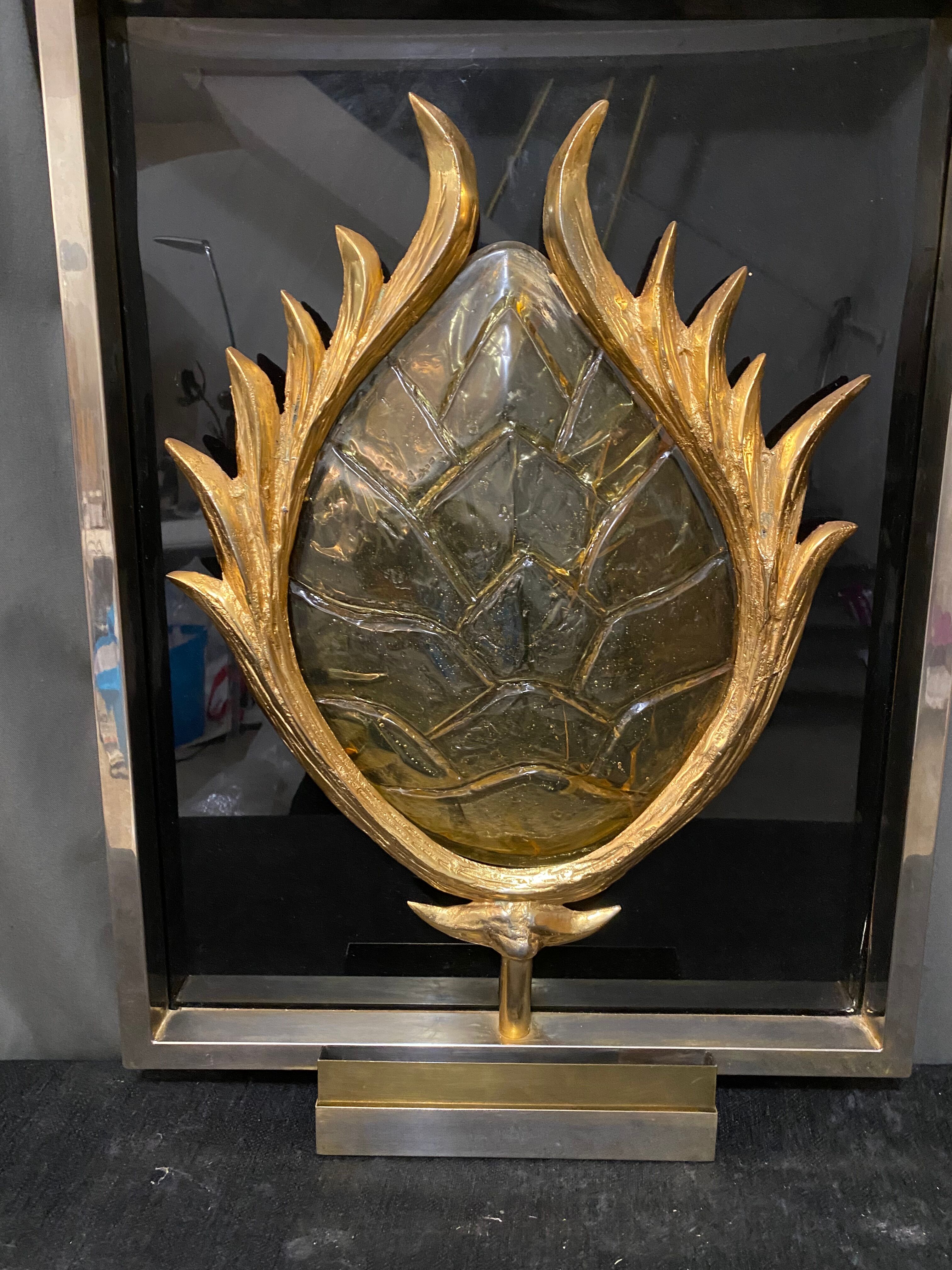 Wall lamp sculpture turtle in resin