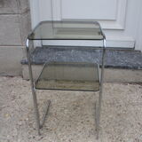 Side table chrome and smoked glass