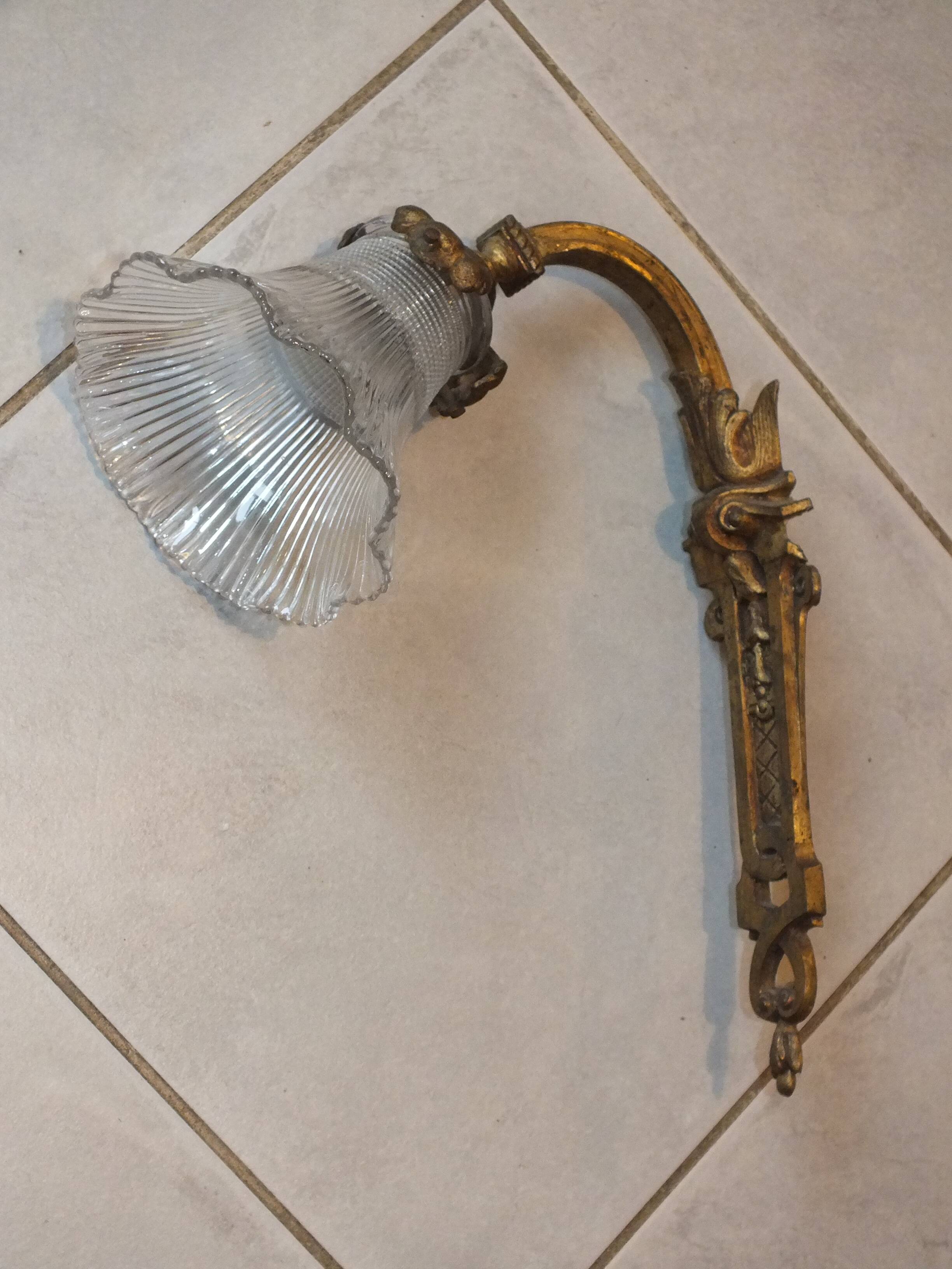 Large old bronze wall light
