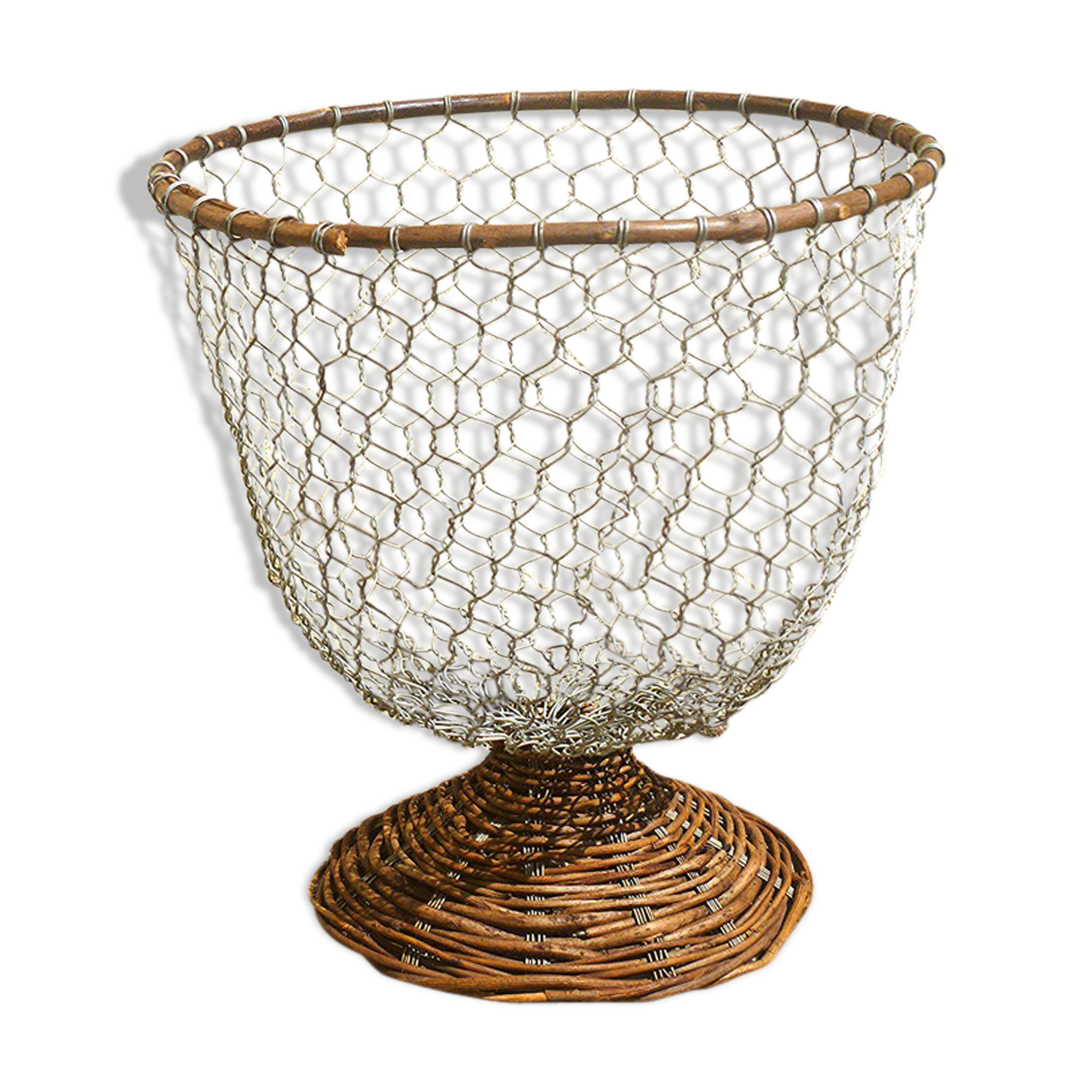 wicker paper basket, screened