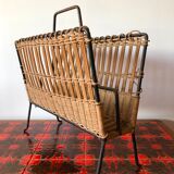 Vintage rattan magazine holder
