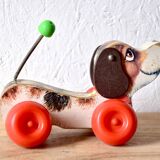 Little Snoopy - old Fisher-Price toy - small wooden dog to drag around - first edition: 1965