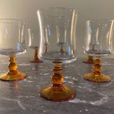 Verre pied boule ambrée