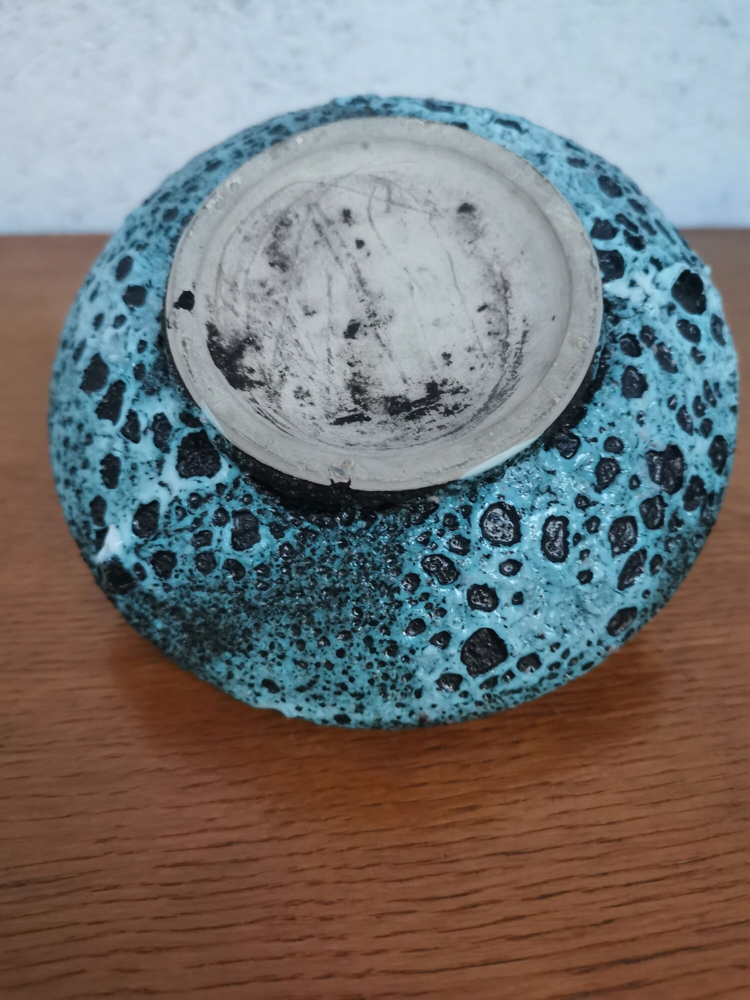 Bougeoir ancien en céramique Fat Lava