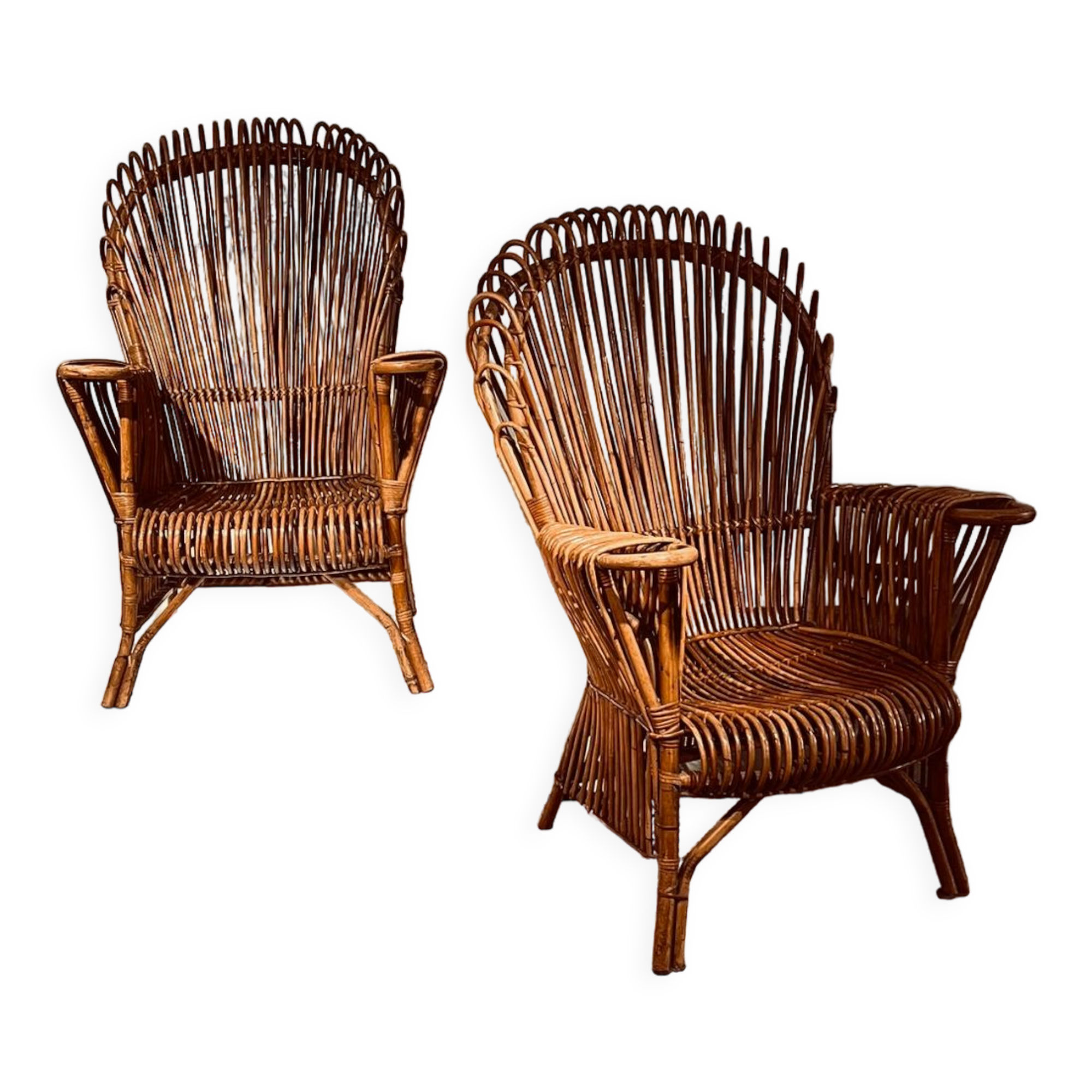 Paire de fauteuils en rotin