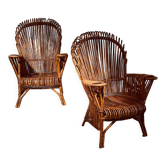 Paire de fauteuils en rotin