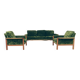 Vintage set sofa and armchairs deep olive velvet design by Knut Seater