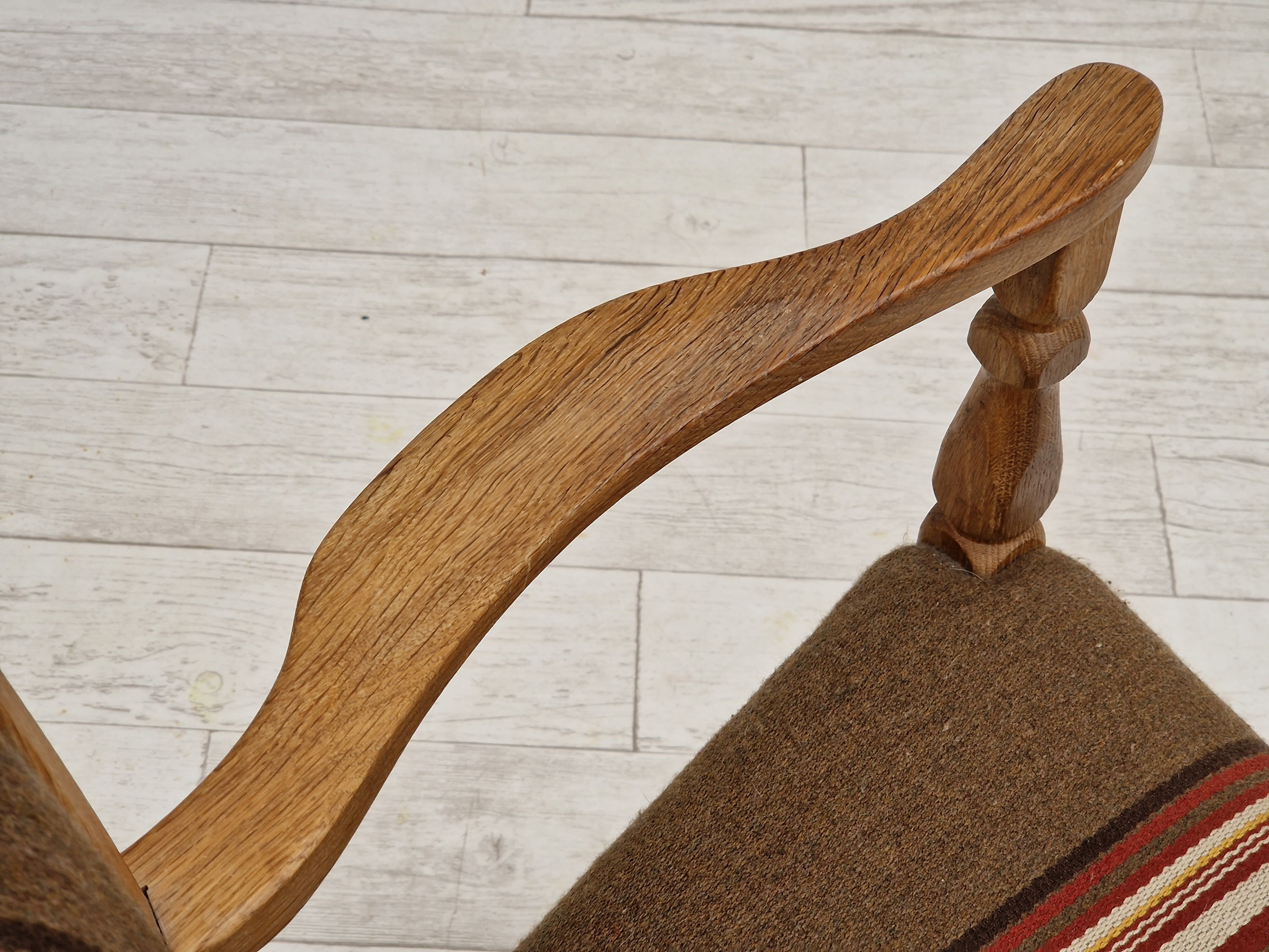 1960s, Danish design, armchair, oak wood, furniture wool.