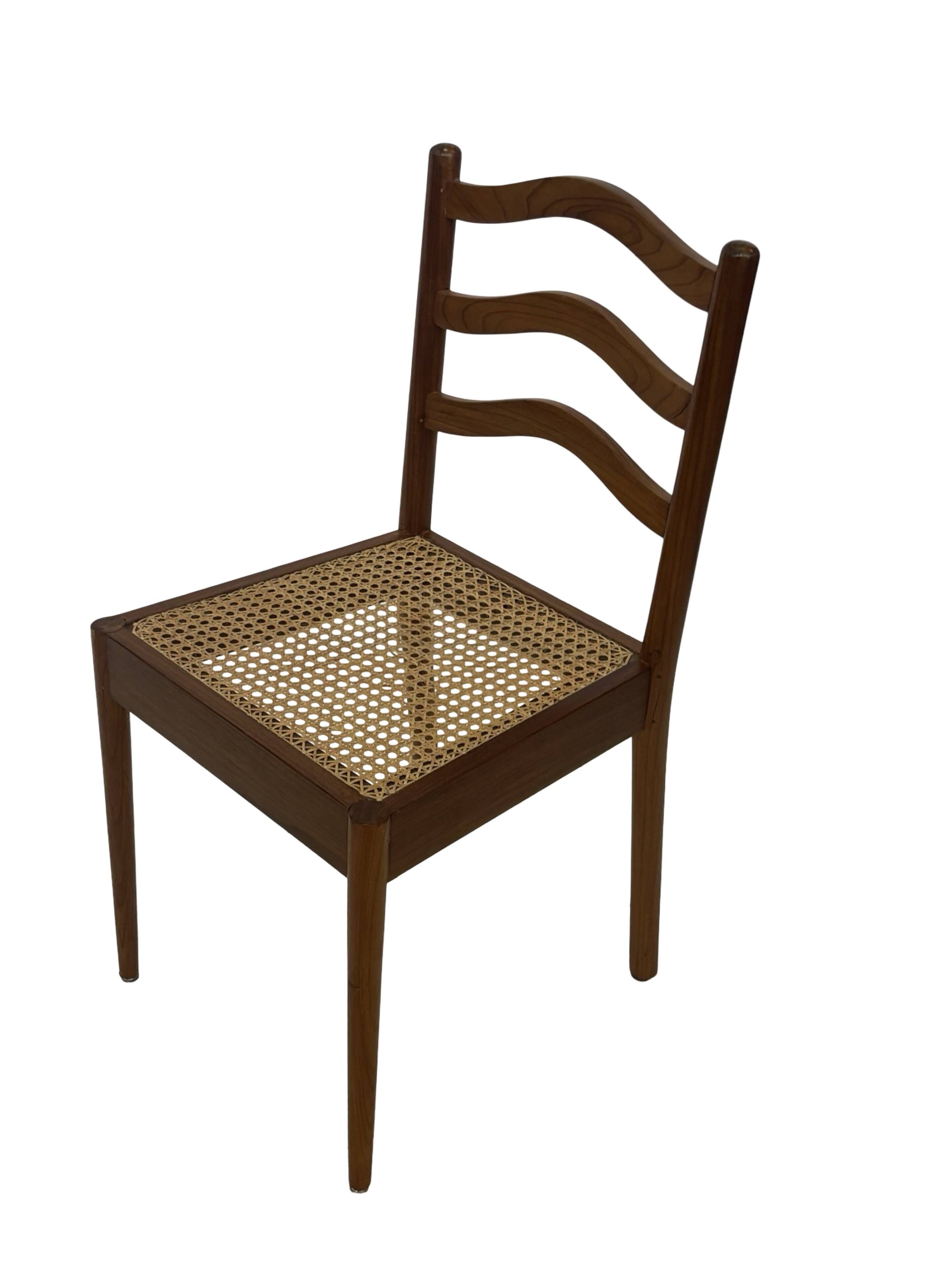 Vintage Teak Chair with Webbing - 1970s Design