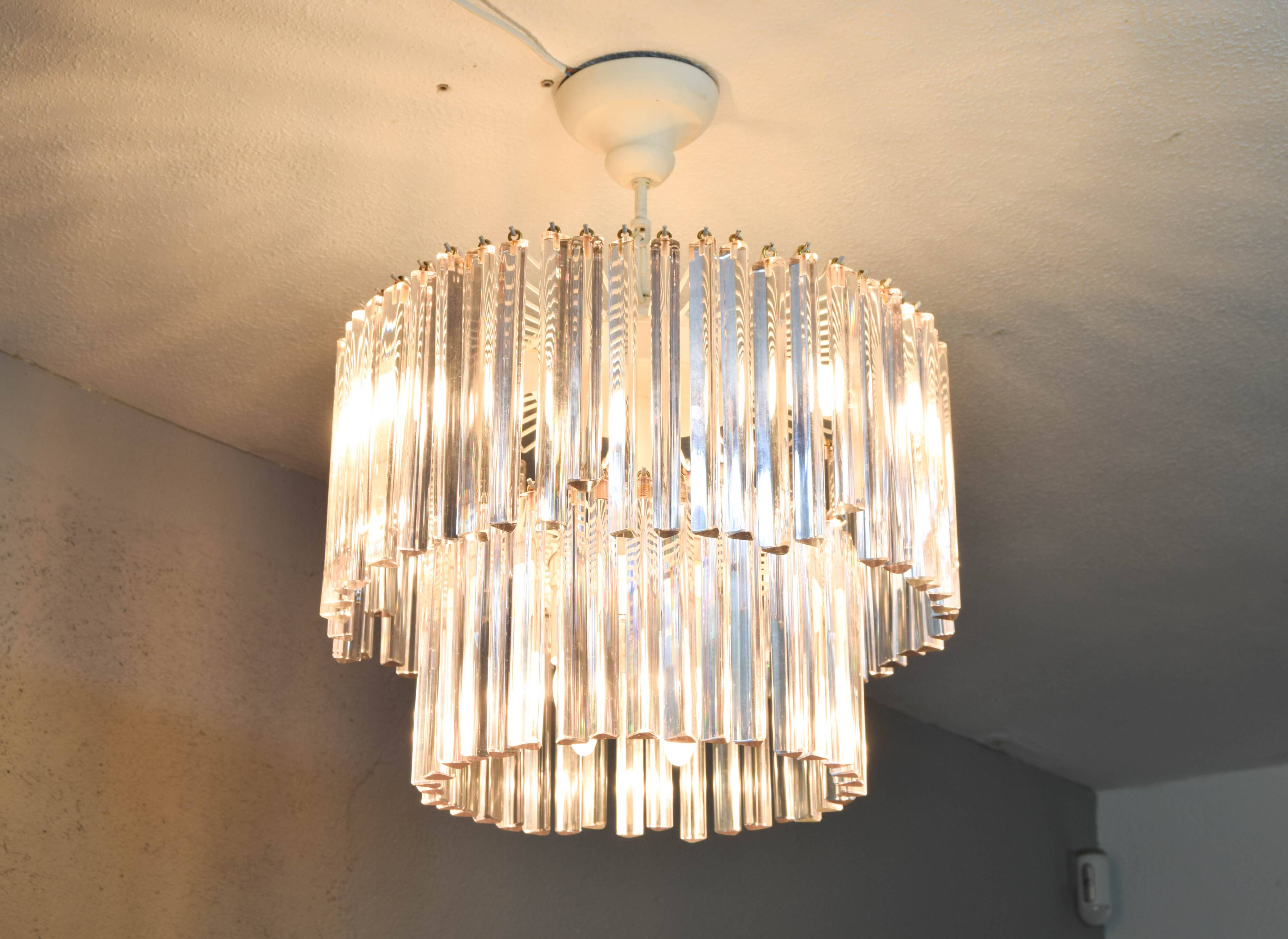 Lustre en verre années 60 venini mid century italien moderne triedri murano