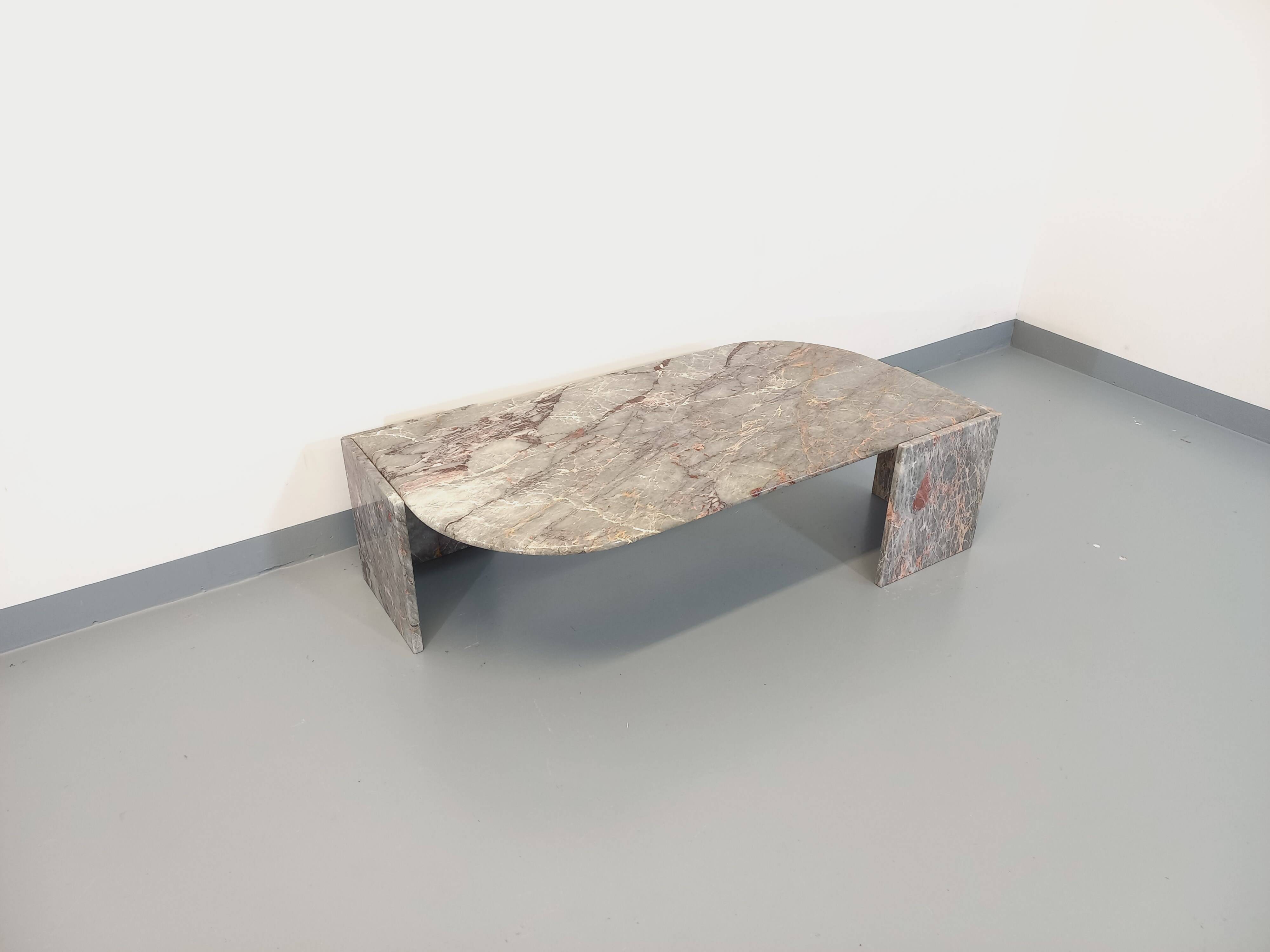 Vintage gray marble coffee table from the 70s