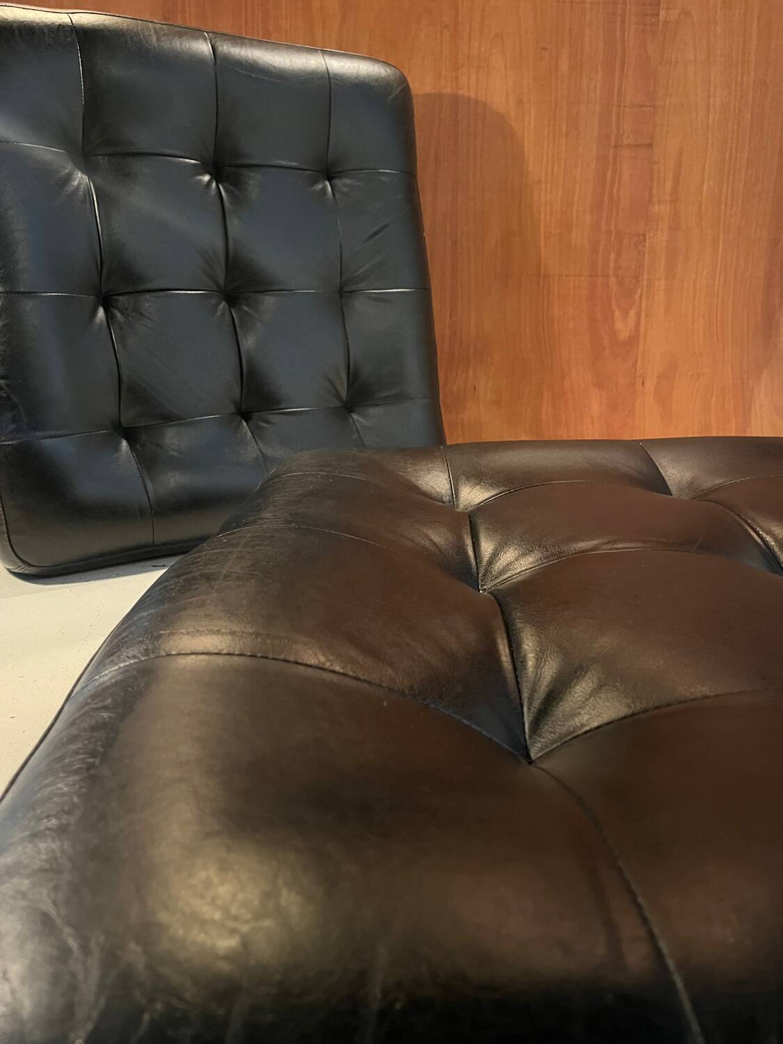 Leather poufs from Roche Bobois around 2000.