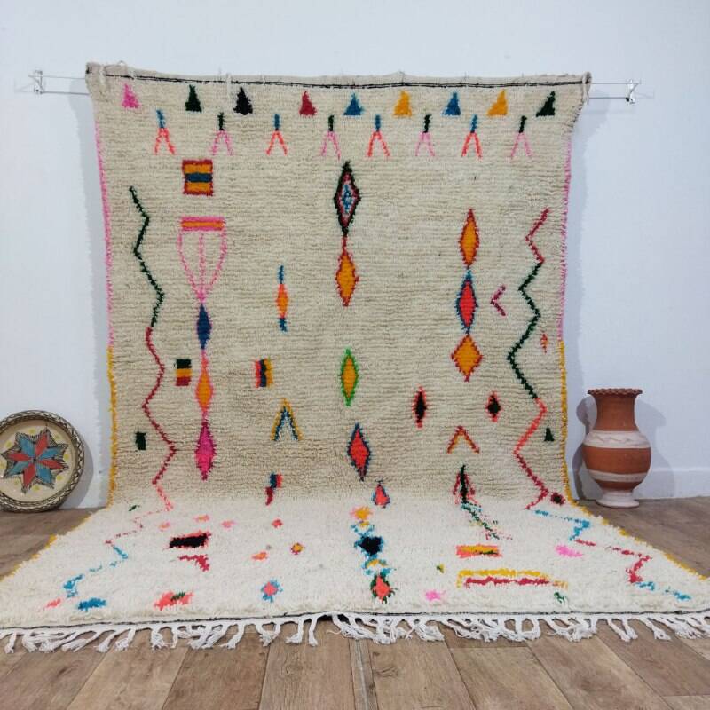 Handmade wool Berber rug 300x186 cm