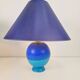 Lampes de table sphériques en céramique bleue vintage, années 1970, ensemble de 2