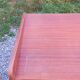 Vintage mahogany commode with metal tapered legs, 4 drawers, 1950s.