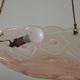 French Art Deco Stamped 1053 Pink Glass Plafonnier Hanging Light Pink Ropes