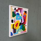 Contemporary Abstract Swedish "The Peach", Small Geometric Abstract Acrylic Painting, 2019