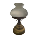 Electrified brass and opaline lamp