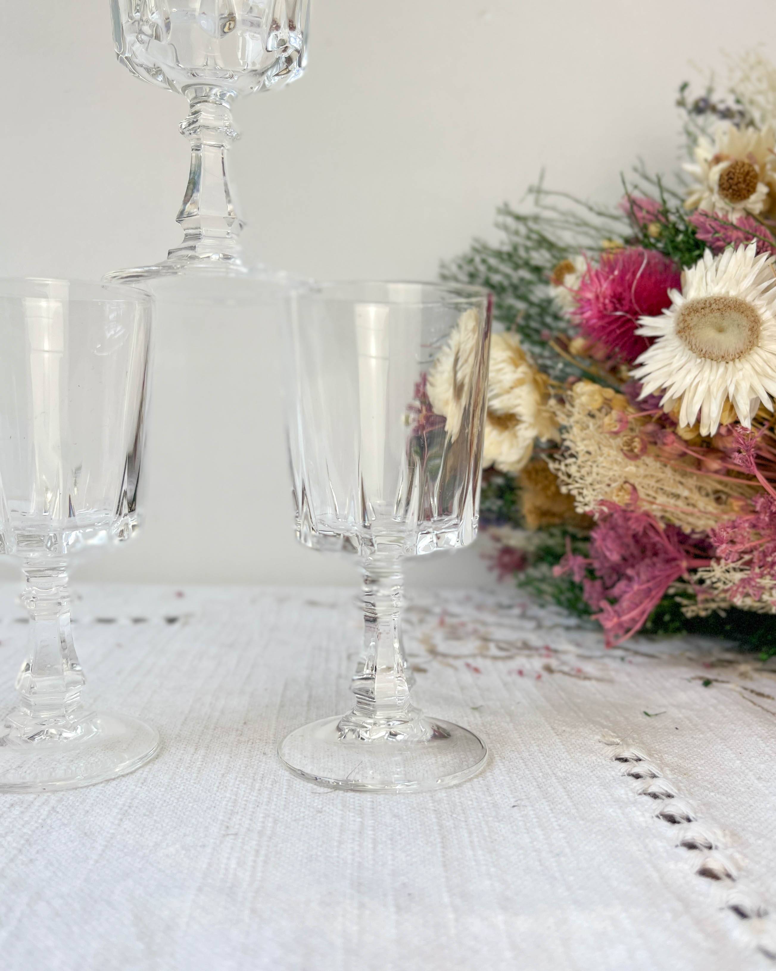 6 Arques crystal water glasses, Louvre model