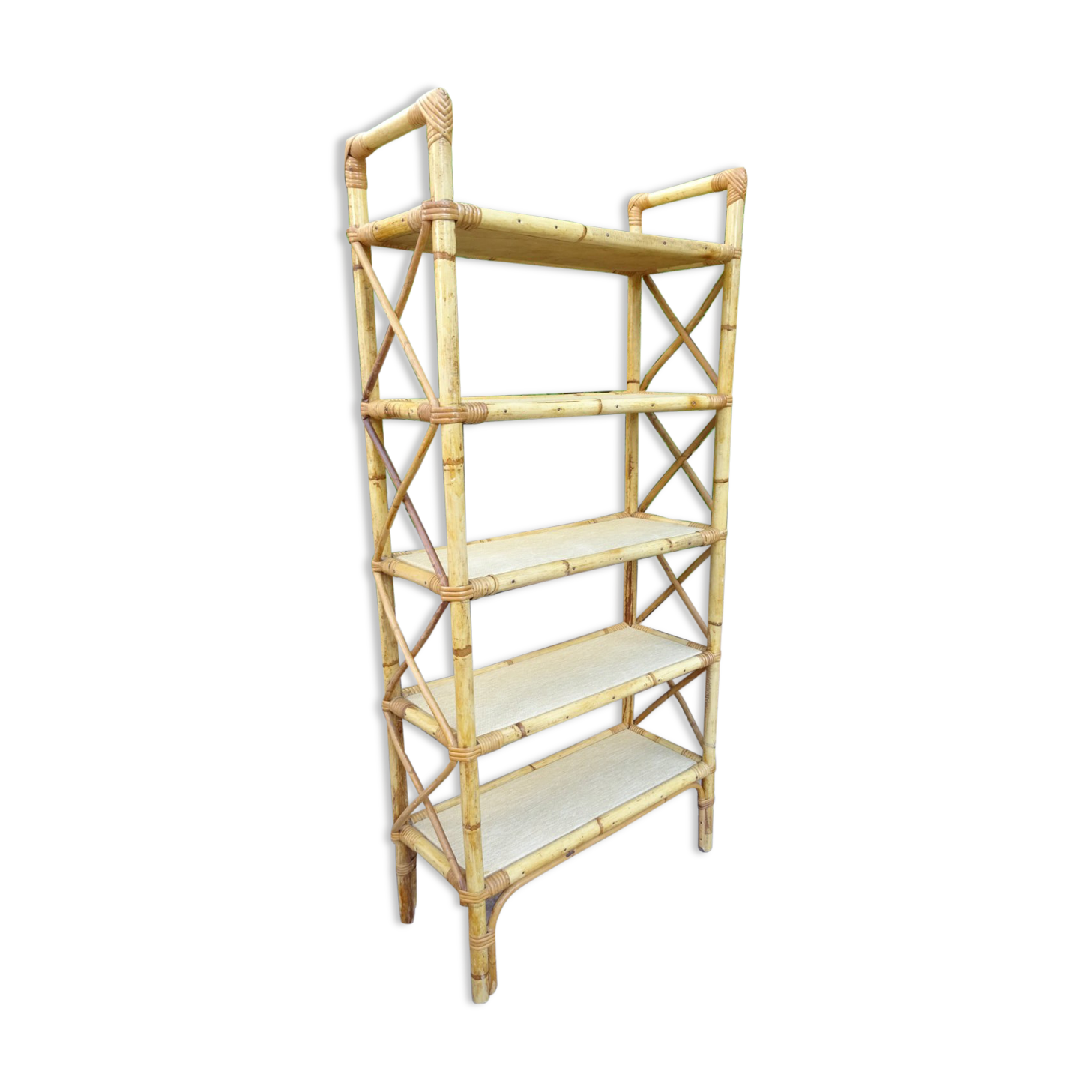 Rattan bookcase shelf 60s