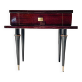 Vintage wood and brass bedside table Art Deco style