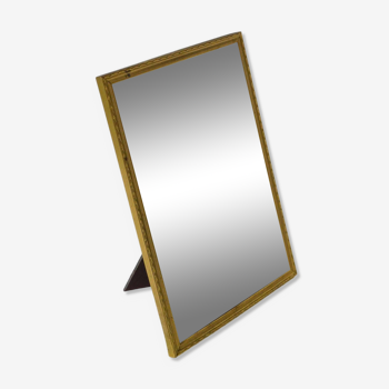 small mirror in gilded brass with textured edge 1950