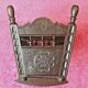 Breton style doll furniture cradle rocking carved and openwork wood...