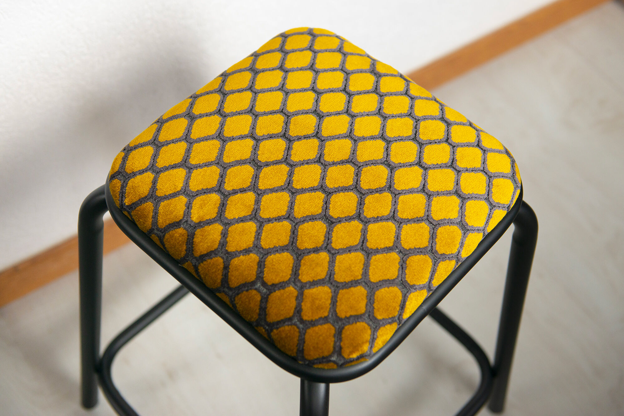 Matte and yellow black industrial stool