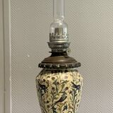 Gien XIXth: kerosene lamp in earthenware and gilded brass around 1850
