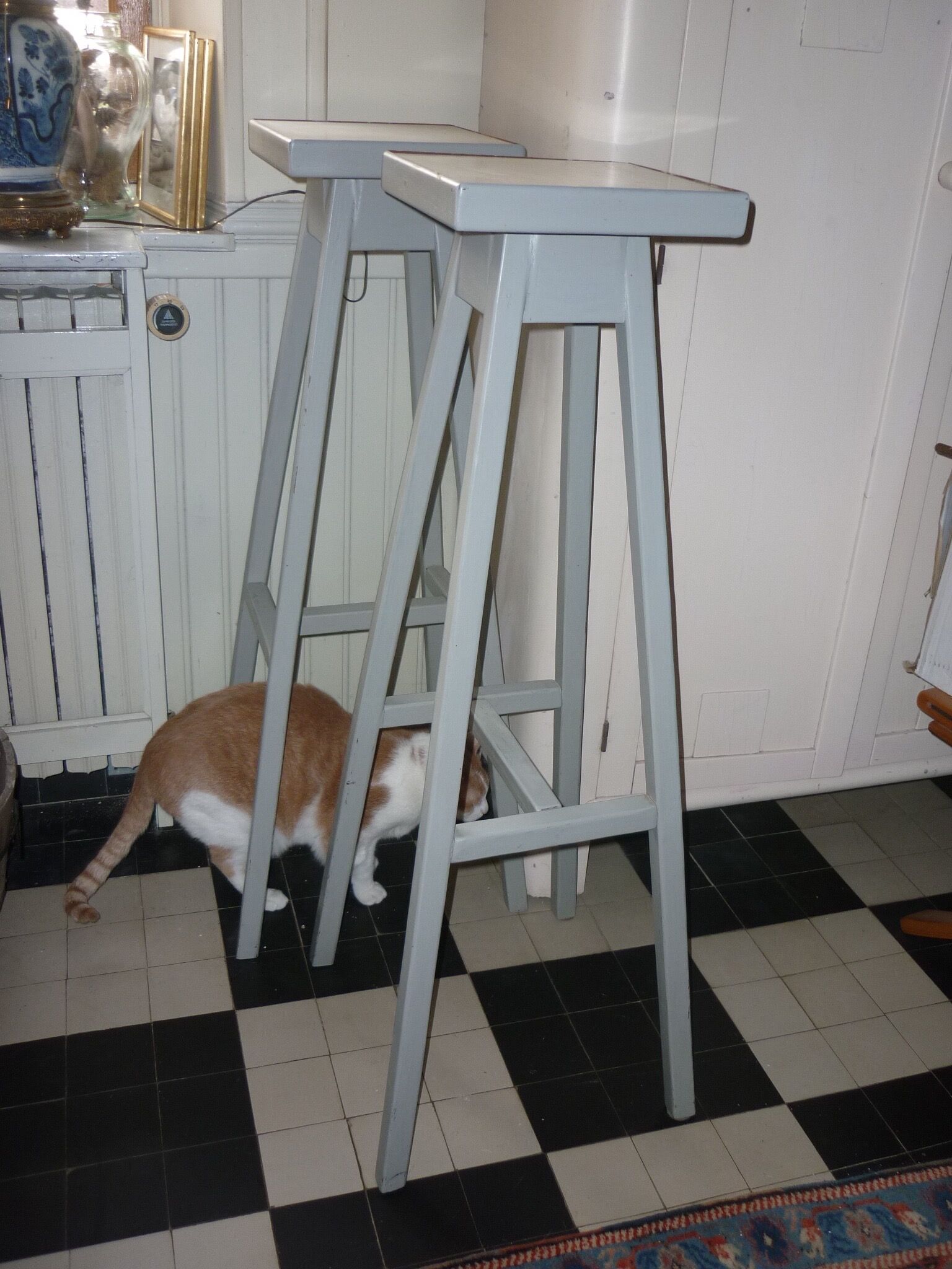 Pair of grey wooden side tables