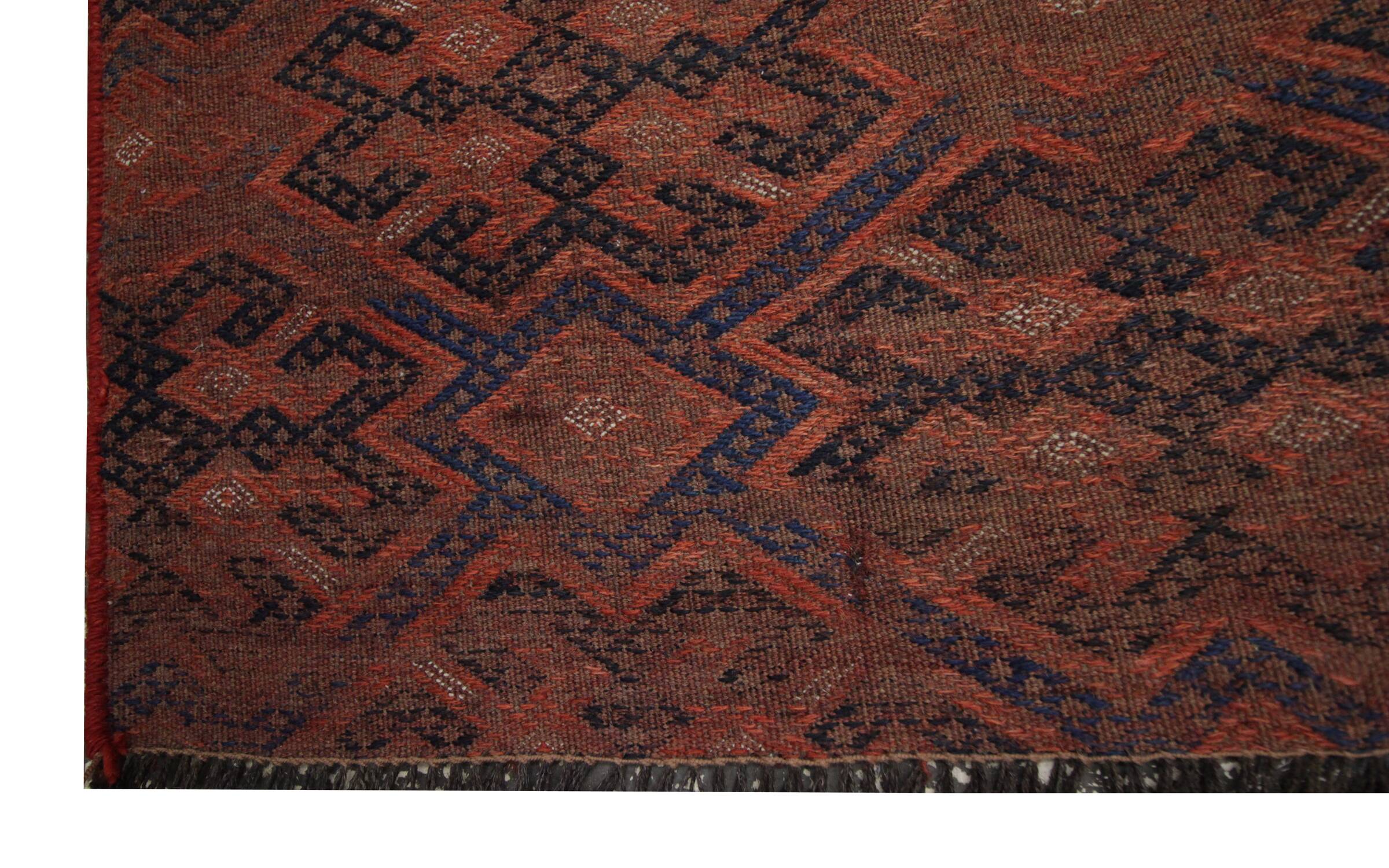 Antique Sumakh Kilim Rug, 1920s Tribal Wool Flatweave Carpet 178 x 118 cm