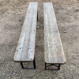Pair of foldable benches guinguette style