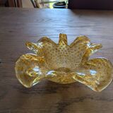 Cendrier vintage forme coquille verre doré