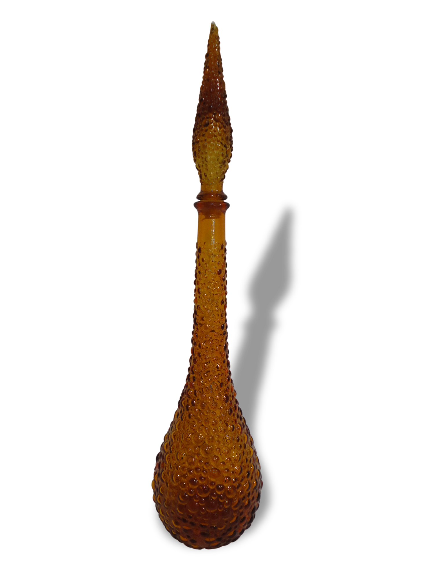 Large "bubbles" brown glass decanter